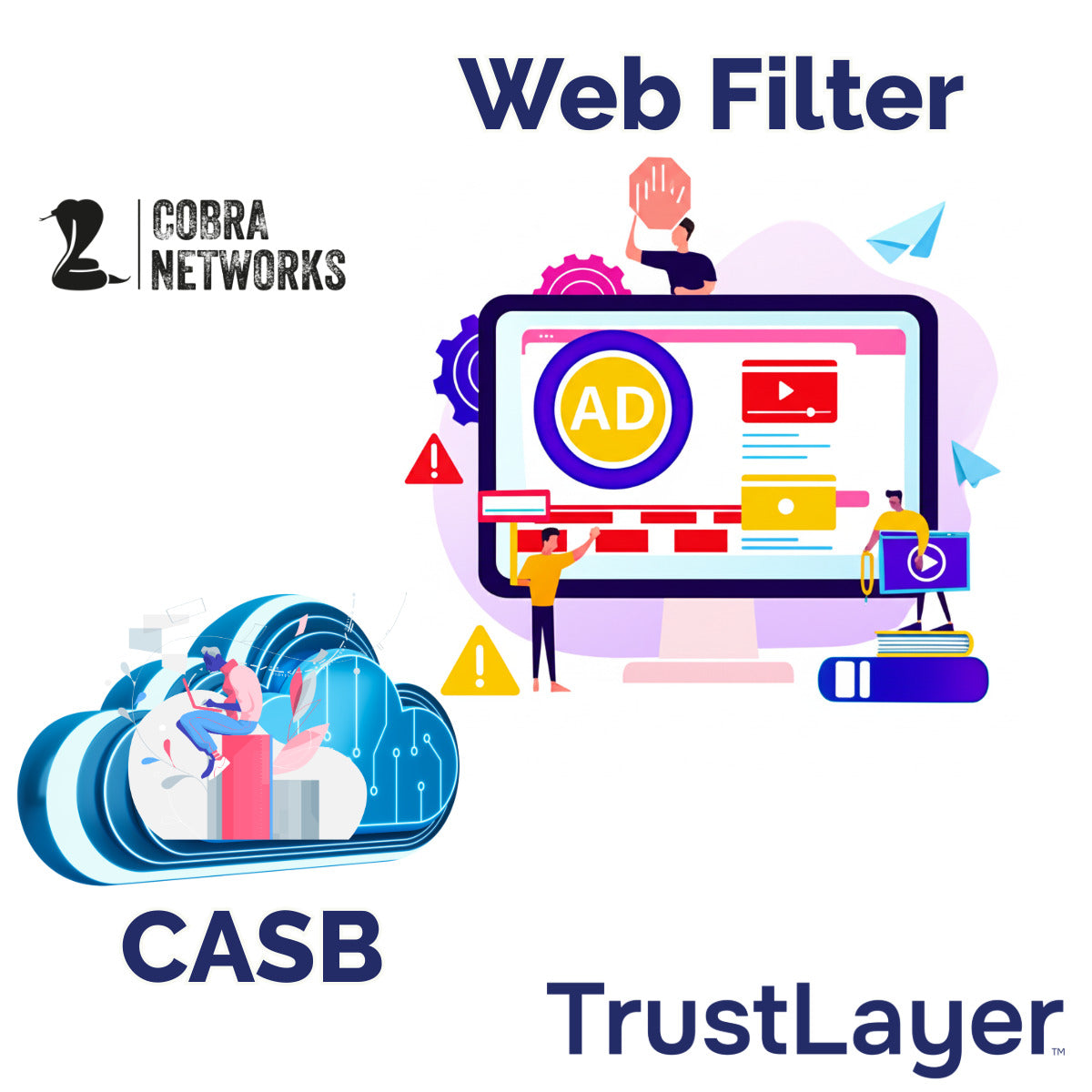 Servicio CASB filtrado de aplicaciones anual por computadora con TrustLayer